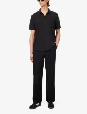 Shop Frame Men's Black Traveler Contrast-button Wide-leg Mid-rise Cotton Trousers