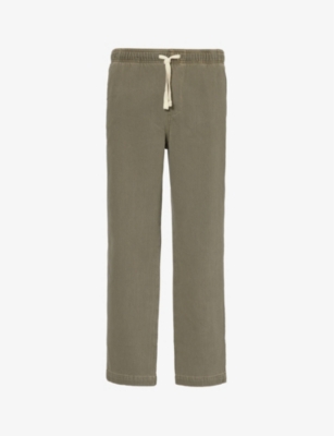 Shop Frame Men's Smokey Olive Terry Travel Elasticated-waist Tapered-leg Denim Trousers