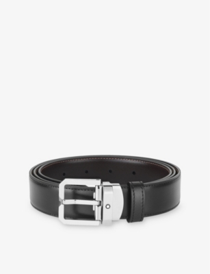 MONTBLANC: Logo-engraved reversible leather belt