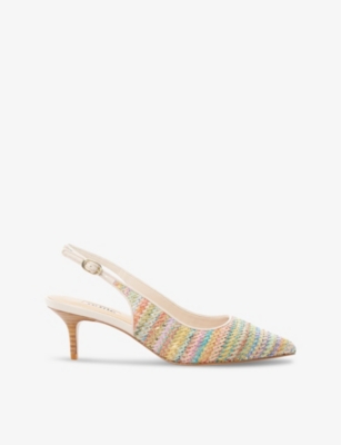Shop Dune Women's-fabric Celima Sling-back Woven Heeled Courts In Multi-fabric