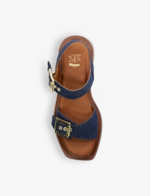DUNE: Loells denim-strap woven flatform sandals