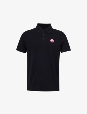 Shop Canada Goose Men's Black Beckley Logo-embroidered Regular-fit Cotton Polo Shirt