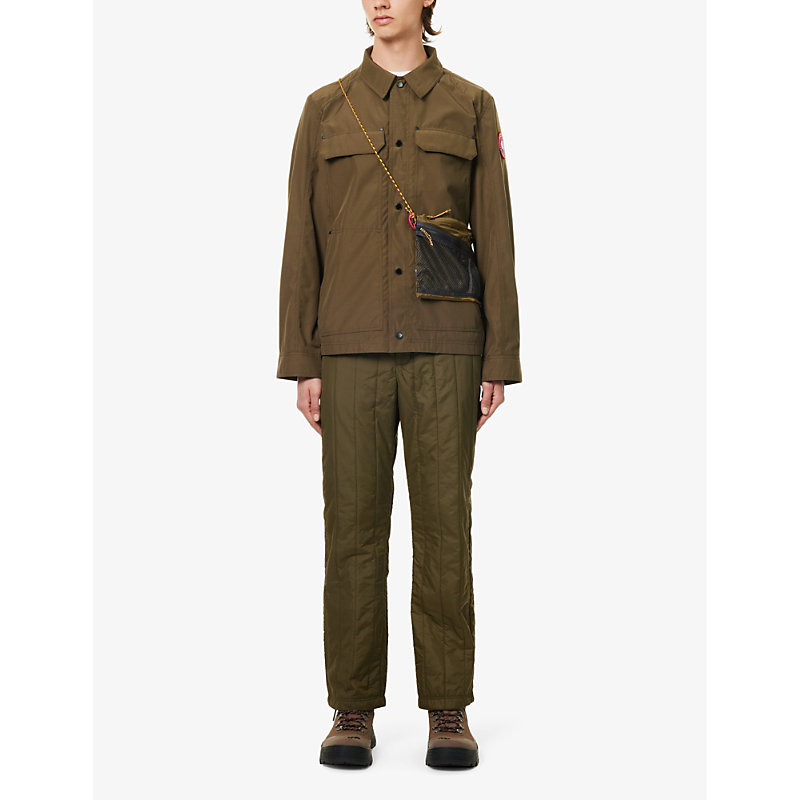 Shop Canada Goose Men's Military Green Carlyle Quilted Straight-leg Regular-fit Shell Trousers