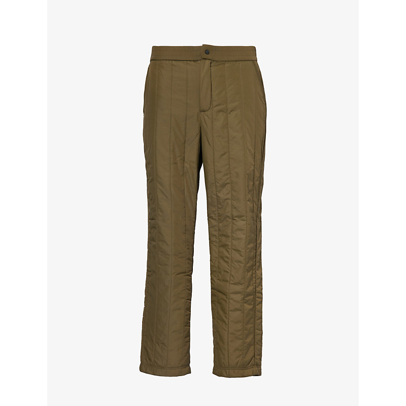 Shop Canada Goose Men's Military Green Carlyle Quilted Straight-leg Regular-fit Shell Trousers