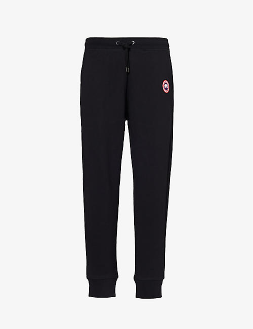 CANADA GOOSE: Huron logo-embroidered regular-fit cotton-jersey jogging bottoms