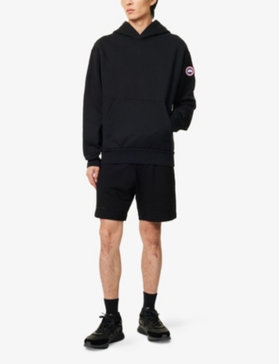 Shop Canada Goose Huron Drawstring-waist Cotton-jersey Shorts In Black