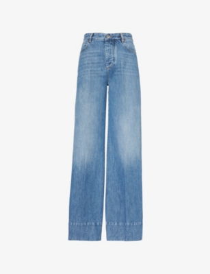 BOTTEGA VENETA: Faded-wash high-rise denim jeans