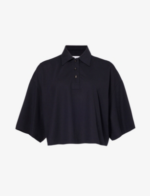 BOTTEGA VENETA: Relaxed-fit cropped cotton-blend polo shirt