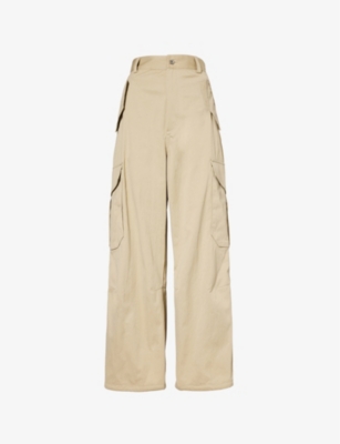 BOTTEGA VENETA: Flap-pocket straight-leg high-rise cotton-blend trousers