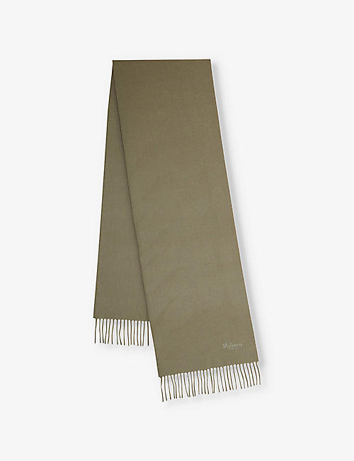 MULBERRY: Logo-embroidered merino wool scarf