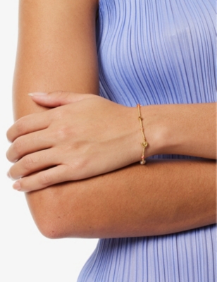 ANNI LU: Shell-bead 18ct yellow gold-plated brass, gemstone and faux-pearl bracelet