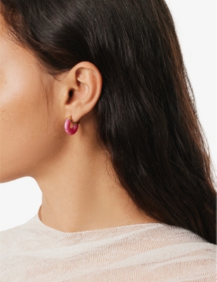 ANNI LU: Petit Swell 18ct yellow gold-plated brass and resin earrings