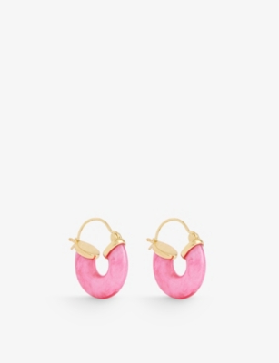 Shop Anni Lu Women's Hot Pink Petit Swell 18ct Yellow Gold-plated Brass And Resin Earrings