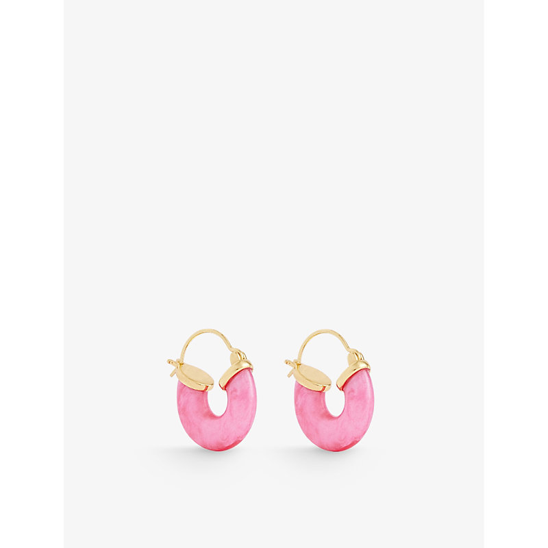 Shop Anni Lu Women's Hot Pink Petit Swell 18ct Yellow Gold-plated Brass And Resin Earrings