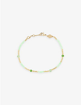 ANNI LU: Clemence beaded 18ct yellow gold-plated brass beaded bracelet