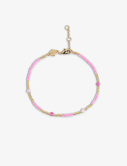 ANNI LU: Clemence 18ct yellow gold-plated brass and jade bracelet