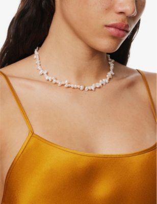 Shop Anni Lu Women's Pearl Pearly Drop 18ct Yellow Gold-plated Brass And Freshwater Cultured Pearls Neckl