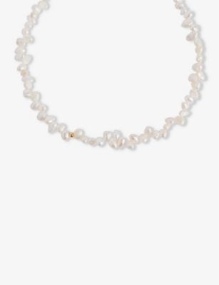 Anni Lu Womens Pearl Pearly Drop 18ct Yellow Gold-plated Brass And Freshwater Cultured Pearls Neckla