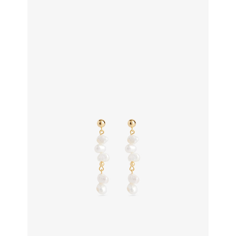 Shop Anni Lu Women's Pearl Pearly Drop 18ct Yellow Gold-plated Brass And Freshwater Cultured Pearls Earri