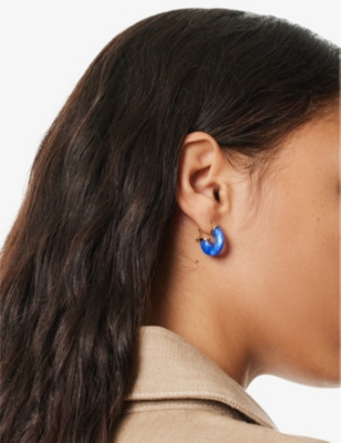 Shop Anni Lu Womens Deep Blue Petit Swell 18ct Yellow Gold-plated Brass And Resin Earrings