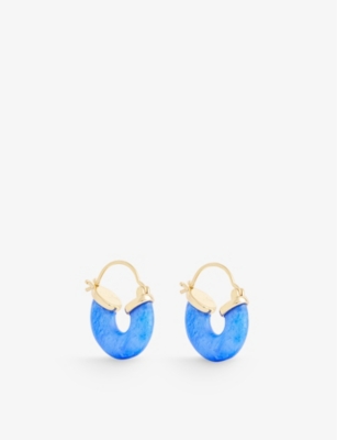 Shop Anni Lu Womens Deep Blue Petit Swell 18ct Yellow Gold-plated Brass And Resin Earrings