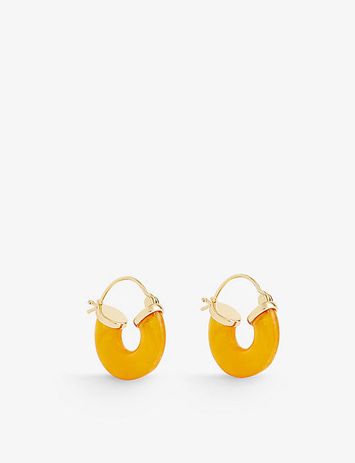 ANNI LU: Petit Swell 18ct yellow gold-plated brass and resin earrings