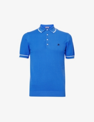 Shop Vilebrequin Men's Faience Pezou Short-sleeved Cotton-knit Polo Shirt