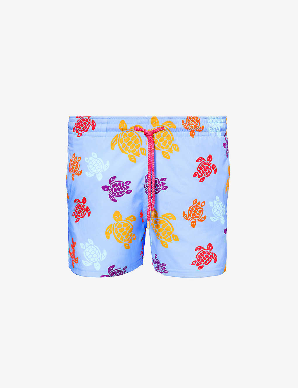 Shop Vilebrequin Men's Fleur De Lin Moorise Turtle-print Stretch-recycled-polyamide Swim Shorts