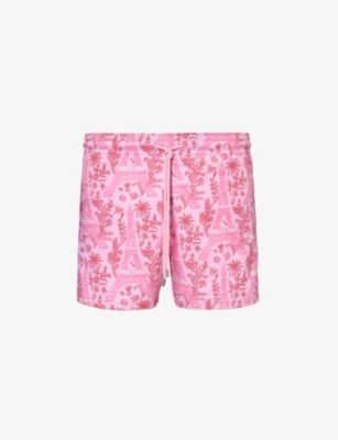 Shop Vilebrequin Men's Guimauve Moorise Graphic-print Stretch-recycled-polyamide Swim Shorts