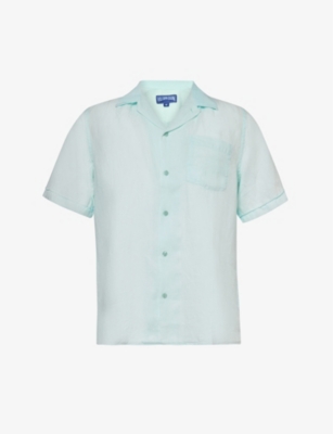 VILEBREQUIN: Charli brand-embroidered linen shirt