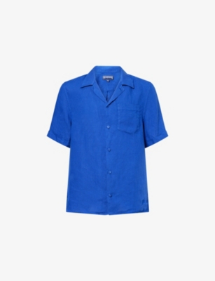 VILEBREQUIN: Charli brand-embroidered linen shirt