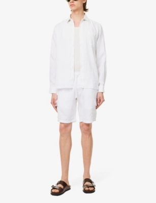 Shop Vilebrequin Mens Blanc Baie Drawstring-waist Linen Shorts