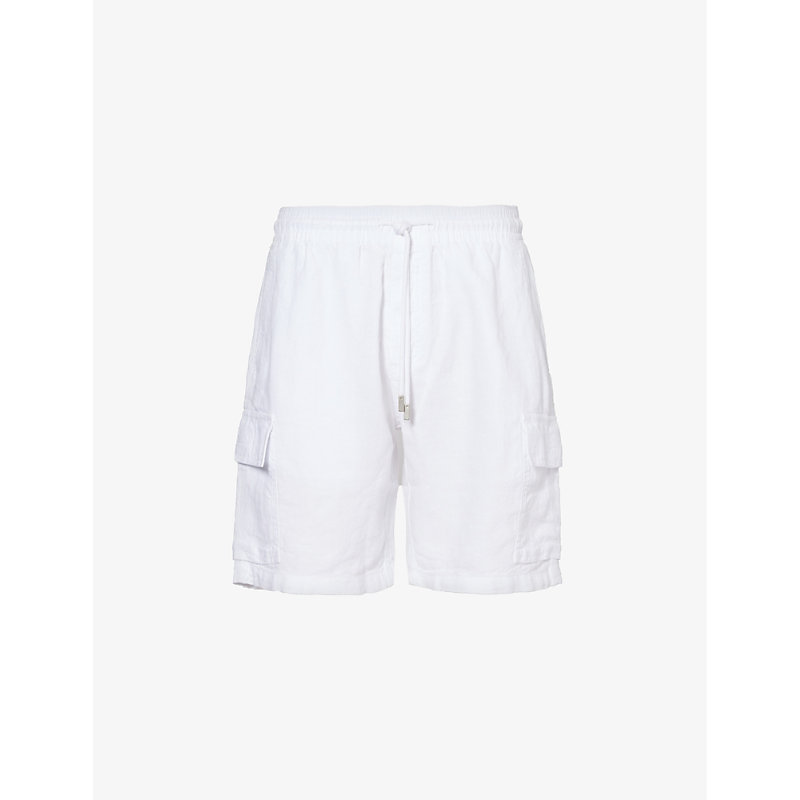 Shop Vilebrequin Men's Blanc Baie Drawstring-waist Linen Shorts