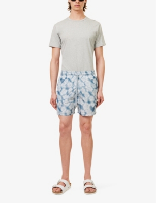 Shop Vilebrequin Mens Bleu Marine Moopea Floral-print Recycled-polyester And Silk Swim Shorts