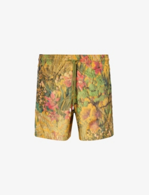 Shop Vilebrequin Moopea Floral-print Recycled-polyester And Silk Swim Shorts In Bronze