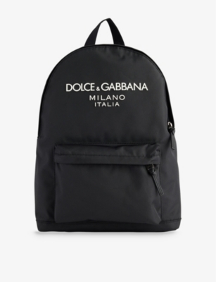 Dolce & Gabbana Boys Black Kids' Logo-print Woven Backpack