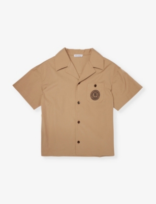 DOLCE & GABBANA: Logo-embroidered short-sleeve cotton shirt 6-12+ years