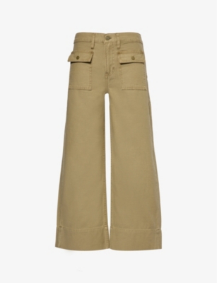 Shop Frame Women's Washed Summer Sage The 70's Patch-pocket Cotton Trousers