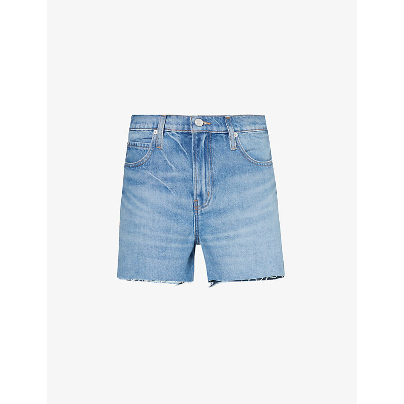 Shop Frame Women's Libra The Vintage Relaxed Raw-hem Recycled-denim Shorts