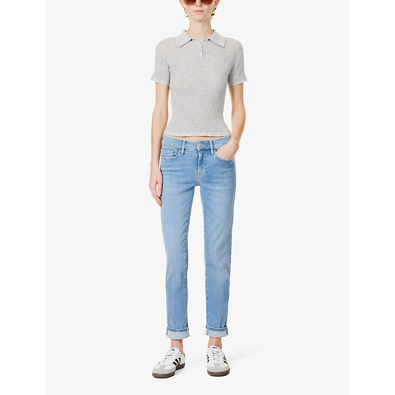 Shop Frame Le Garcon Skinny-leg Mid-rise Organic Denim-blend Jeans In Clearwater