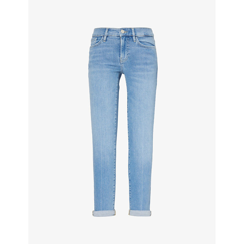 Frame Womens Clearwater Le Garcon Skinny-leg Mid-rise Organic Denim-blend Jeans In Blue