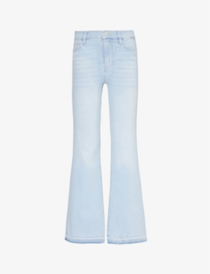FRAME: Flare Fray side-slit high-rise straight-leg stretch-denim blend jeans