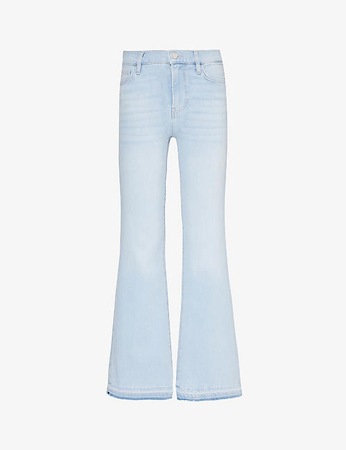 FRAME: Flare Fray side-slit high-rise straight-leg stretch-denim blend jeans