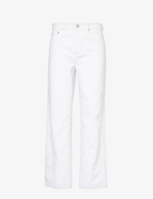 Shop Frame Women's White Slouchy Straight-leg Mid-rise Denim Jeans