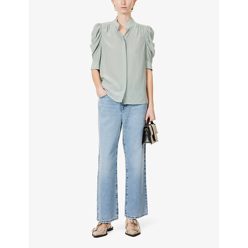 Shop Frame Women's Sage Gillian Puffed-sleeve Silk Top