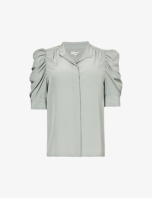 FRAME: Gillian puffed-sleeve silk top