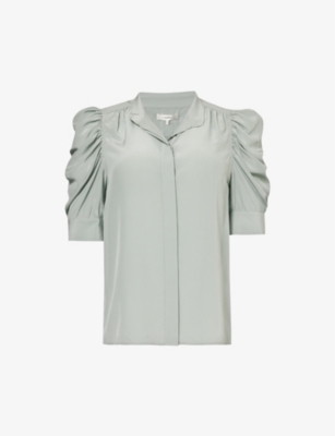 Frame Womens Sage Gillian Puffed-sleeve Silk Top