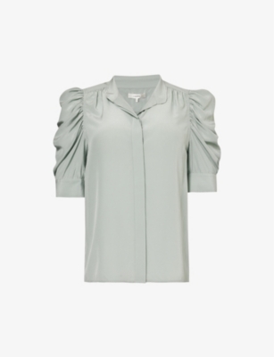 Frame Womens Sage Gillian Puffed-sleeve Silk Top In Sage