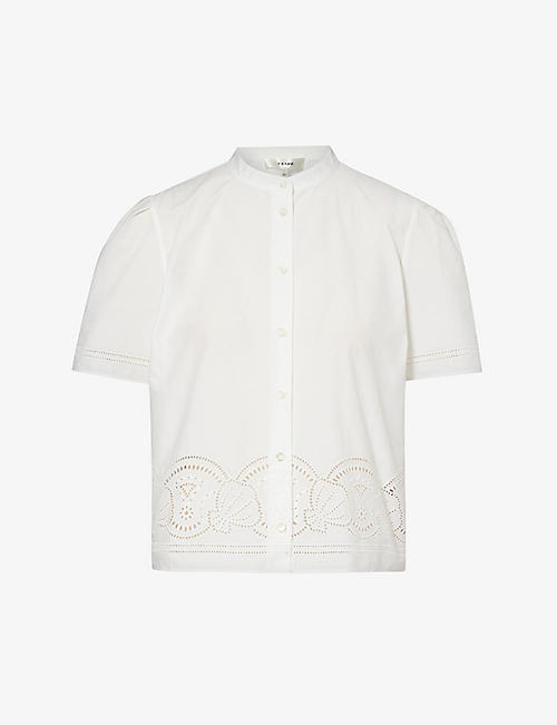 FRAME: Broderie anglaise-embroidered cotton-poplin shirt