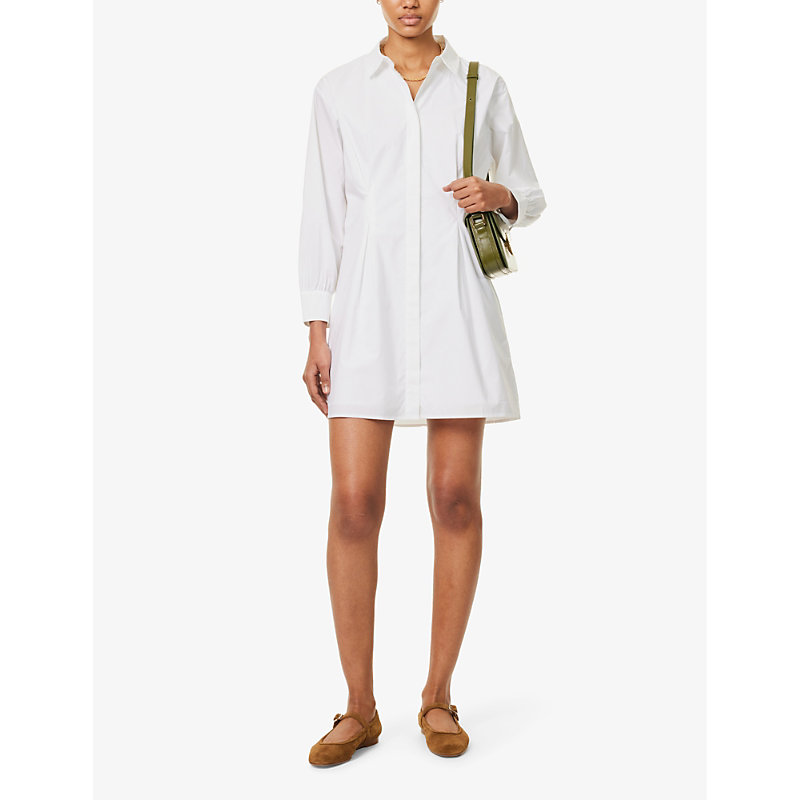Shop Frame Pleated Regular-fit Organic-cotton Mini Dress In White